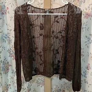 Sz XS Crocheted Sweater Brown J.Jill Brand